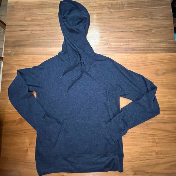 Outdoor Voices Hoodie Soft Cloud Knit Navy Thumb Holes Kangaroo Pocket Popover - Picture 13 of 13